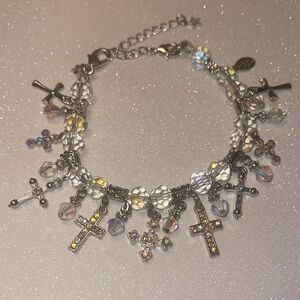 Kirks Folly Silver Cross Charm Bracelet